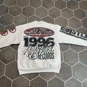 Gray Graphic Print Crewneck Sweater